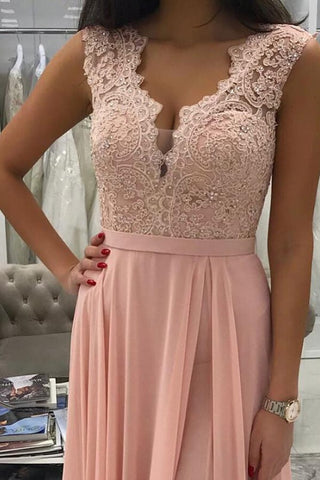 A-line Chiffon  Prom Dresses With Appliques, Beaded Evening Dress