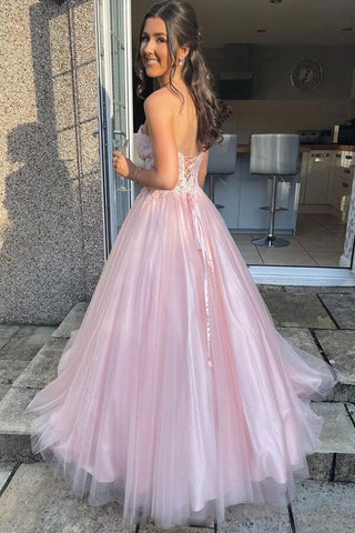 A-lineTulle Lace  Sweetheart Prom Dresses, Long Formal Dresses