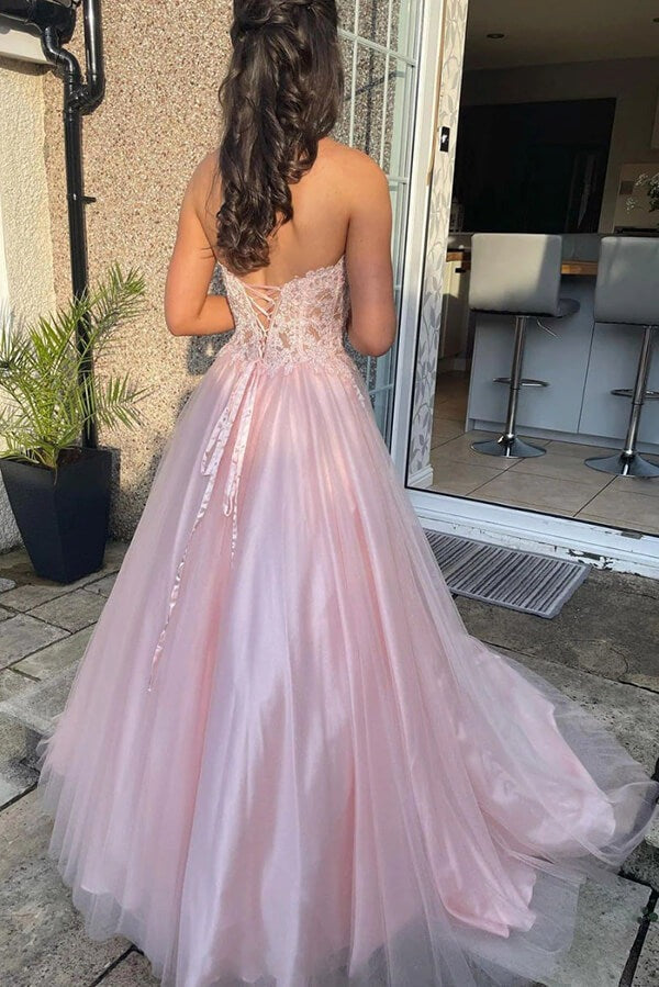 A-lineTulle Lace  Sweetheart Prom Dresses, Long Formal Dresses