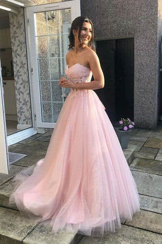 A-lineTulle Lace  Sweetheart Prom Dresses, Long Formal Dresses