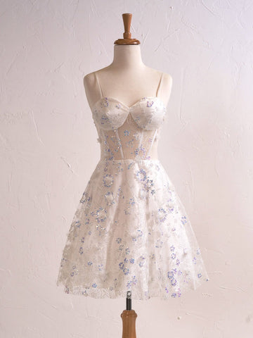 Short Floral Strapless Sweetheart  Cocktail Dress