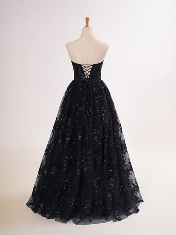 A-line Sequined Lace Long with Pockets Prom Dress