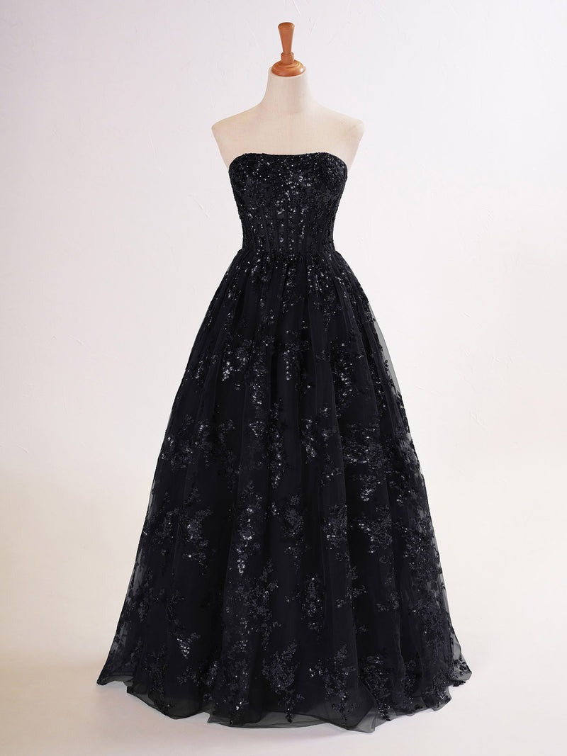 A-line Sequined Lace Long with Pockets Prom Dress