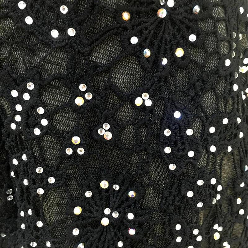 Exquisite Black High - Neck Embellished Crop Top with Sparkling Tulle Prom Dress, LX280