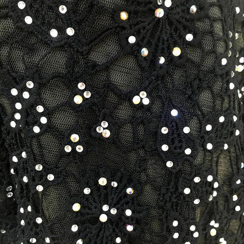 Exquisite Black High - Neck Embellished Crop Top with Sparkling Tulle Prom Dress, LX280