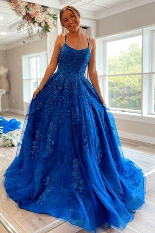 Princess Tulle Formal  Prom Dresses With Lace Appliques