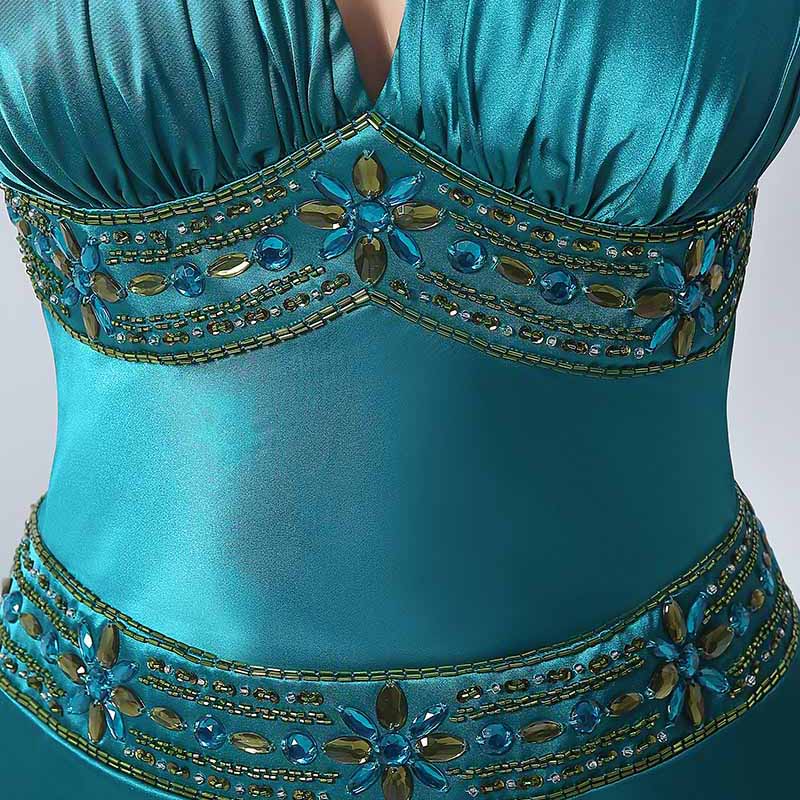 Elegant Halter Deep - V Neck Emerald Green Evening Dress,SD172