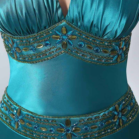 Elegant Halter Deep - V Neck Emerald Green Evening Dress,SD172
