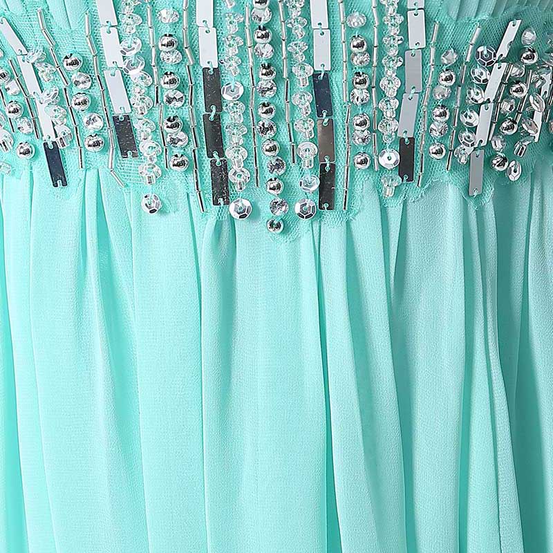 Chic Strapless Mint Green Evening Gown with Embellished Waist Prom Dress, SD175