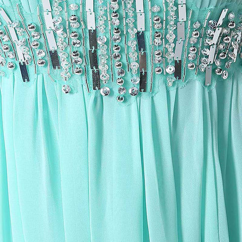 Chic Strapless Mint Green Evening Gown with Embellished Waist Prom Dress, SD175
