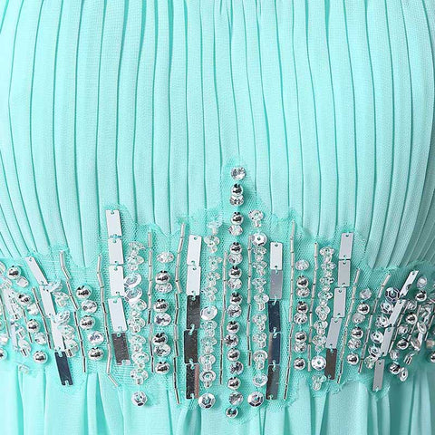 Chic Strapless Mint Green Evening Gown with Embellished Waist Prom Dress, SD175