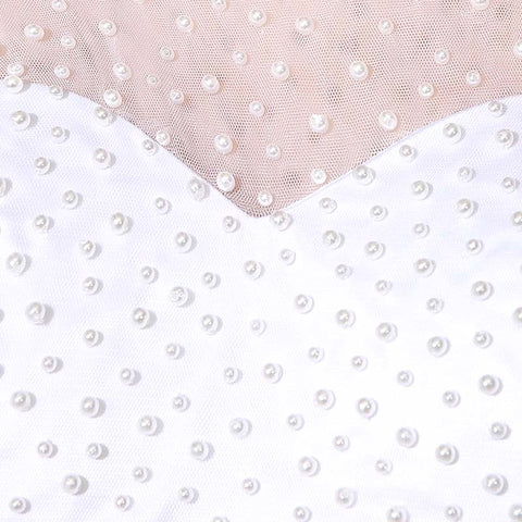 Elegant Sleeveless White Embellished Tulle Prom Dress, SD180