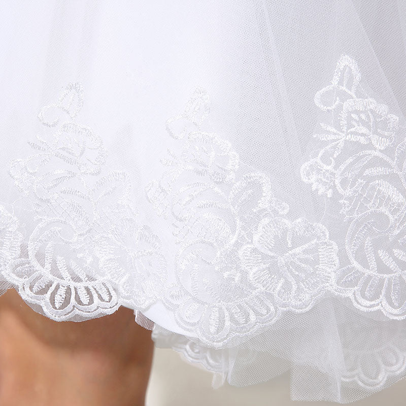Elegant Sleeveless White Embellished Tulle Prom Dress, SD180