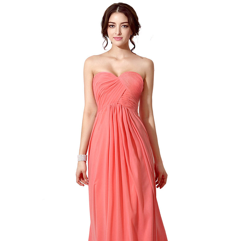 Charming Strapless Gradient Coral Pink Evening Gown Prom Dress,SD182