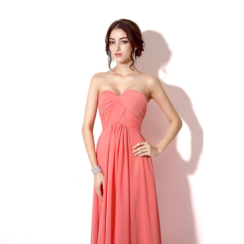 Charming Strapless Gradient Coral Pink Evening Gown Prom Dress,SD182