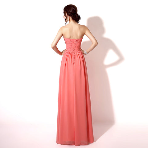 Charming Strapless Gradient Coral Pink Evening Gown Prom Dress,SD182