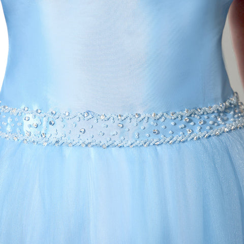 Elegant Off - Shoulder Light Blue Tulle Evening Gown Prom Dress,SD185