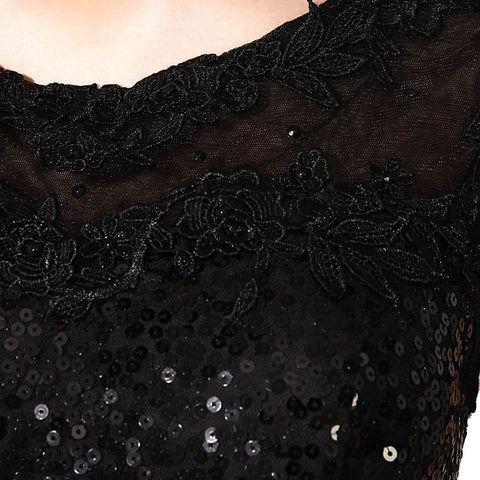 Elegant Sleeveless Black Sequin Mermaid Evening Gown Prom Dress, SD197