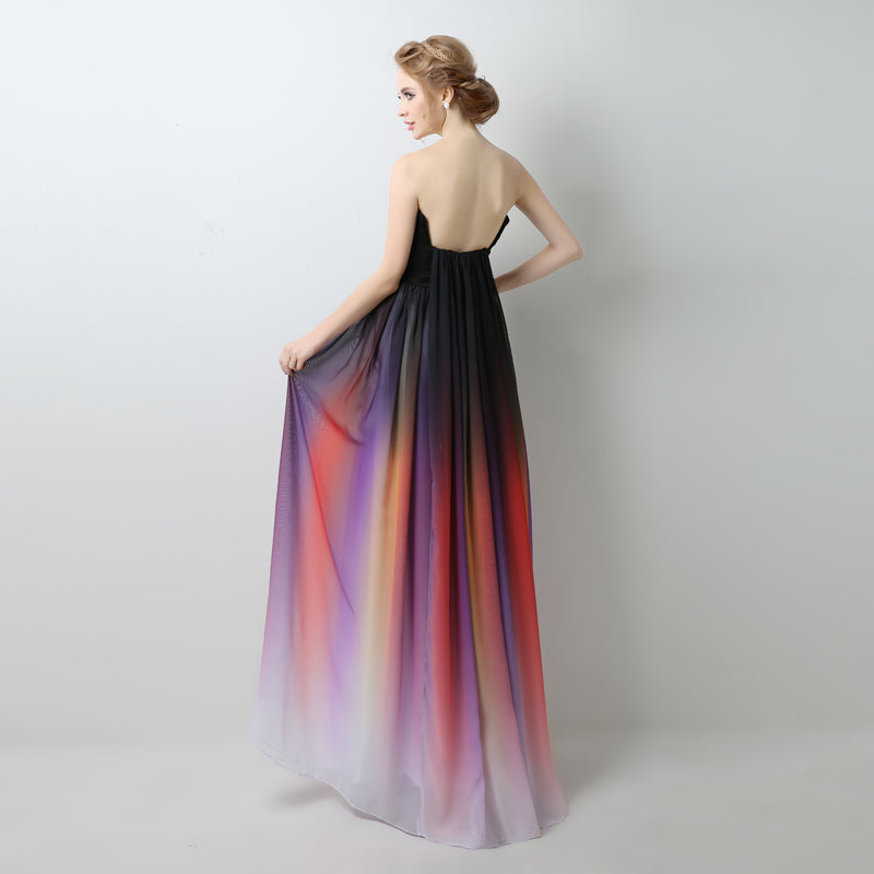 Stylish Strapless Ombre Long Evening Gown with Colorful Gradient Prom Dress, SD231