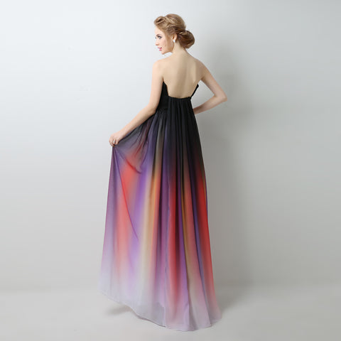 Stylish Strapless Ombre Long Evening Gown with Colorful Gradient Prom Dress, SD231