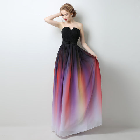 Stylish Strapless Ombre Long Evening Gown with Colorful Gradient Prom Dress, SD231
