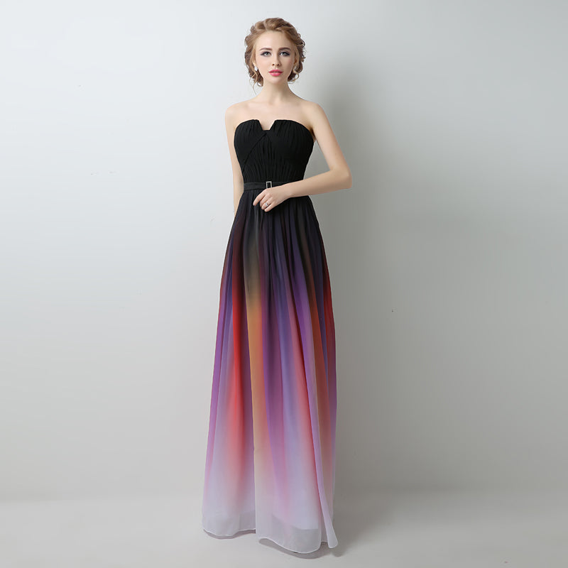 Stylish Strapless Ombre Long Evening Gown with Colorful Gradient Prom Dress, SD231
