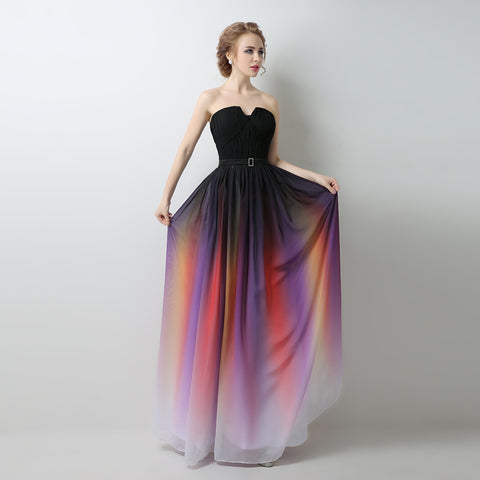 Stylish Strapless Ombre Long Evening Gown with Colorful Gradient Prom Dress, SD231