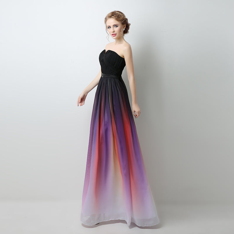 Stylish Strapless Ombre Long Evening Gown with Colorful Gradient Prom Dress, SD231