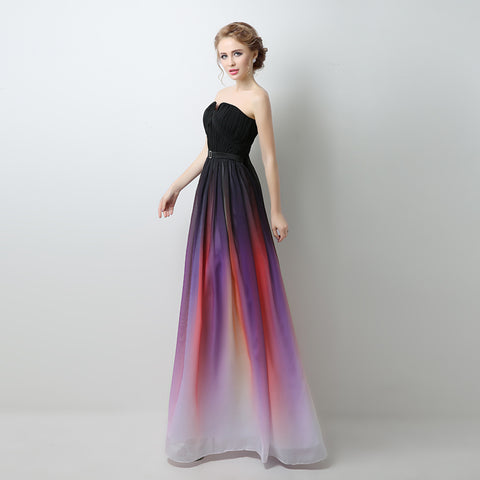 Stylish Strapless Ombre Long Evening Gown with Colorful Gradient Prom Dress, SD231