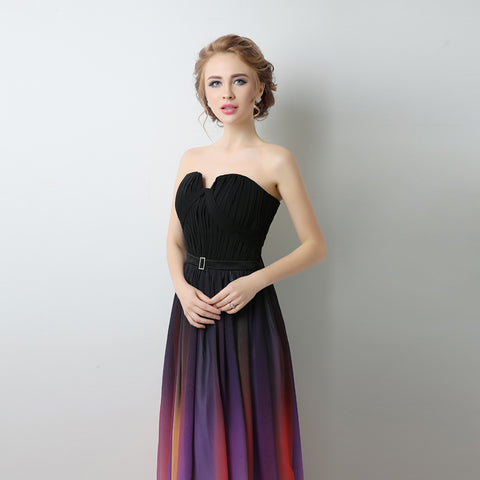Stylish Strapless Ombre Long Evening Gown with Colorful Gradient Prom Dress, SD231