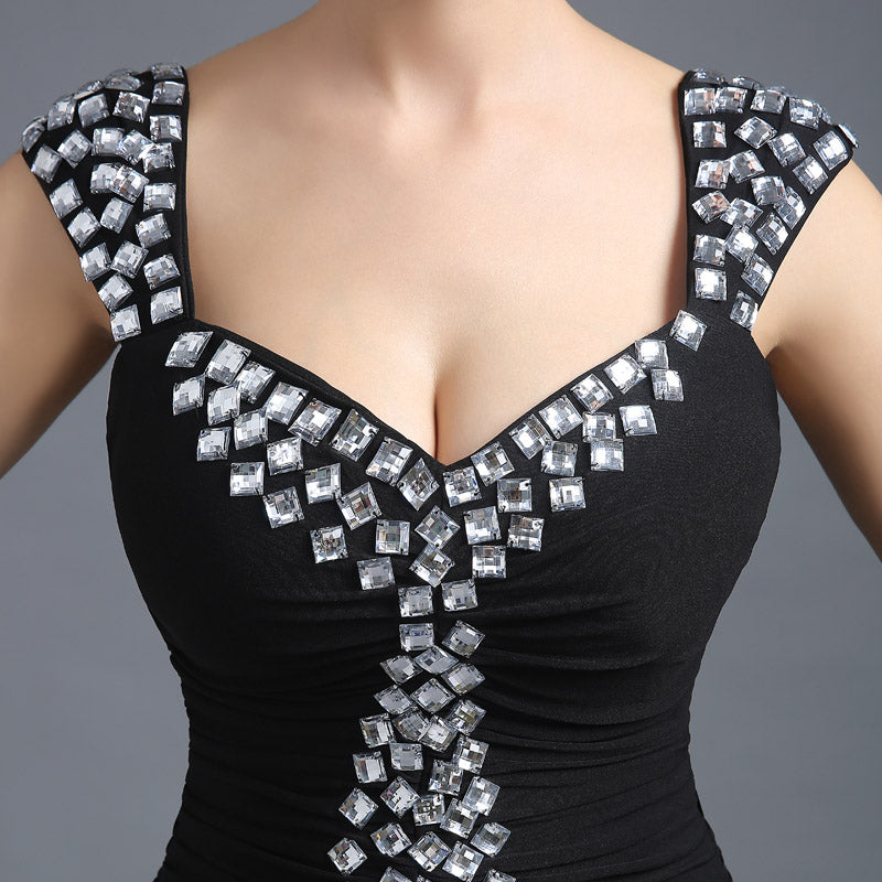 Glamorous Black Mermaid - Style Evening Gown with Crystal Embellishments Prom Dress, SD301