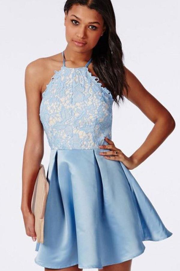 Tie Back Halter  Appliques  Homecoming Dress, Party Dress