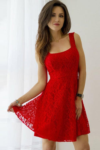 V Back Square Neck Lace Up Homecoming Dress with Appliques