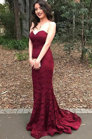 Chic Long Mermaid Lace Sweetheart Prom Dress, Party Dress