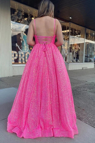 A-line V Neckline Spaghetti Straps  Prom Dresses With Pockets