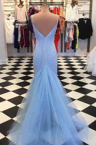 Mermaid Beaded Backless Evening Prom Dresses