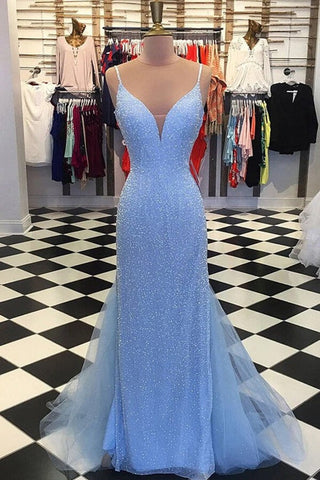 Mermaid Beaded Backless Evening Prom Dresses