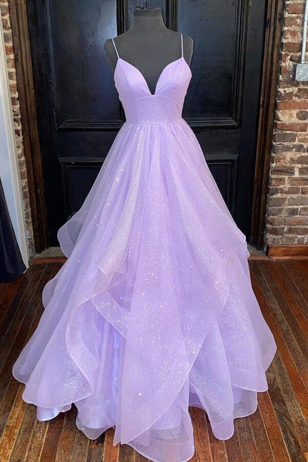 Tiered Tulle A-line Princess Prom Dresses, Evening Gown