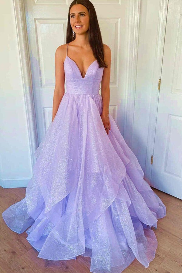 Tiered Tulle A-line Princess Prom Dresses, Evening Gown