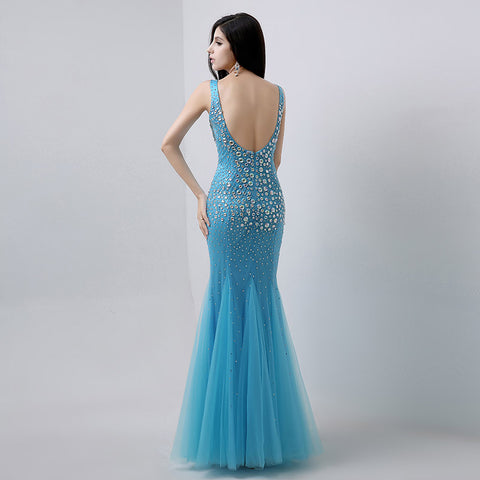 Stunning Sleeveless Turquoise Mermaid Gown Prom Dress,YD002