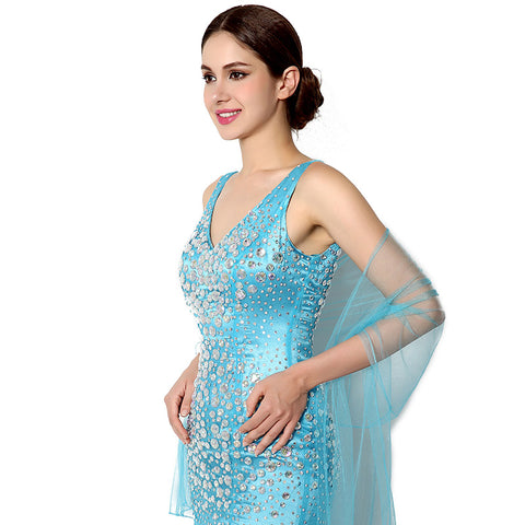 Stunning Sleeveless Turquoise Mermaid Gown Prom Dress,YD002