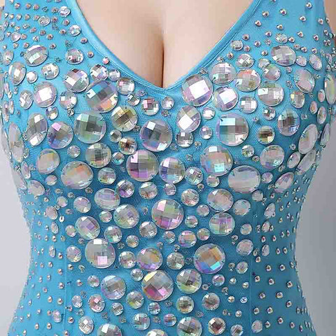 Stunning Sleeveless Turquoise Mermaid Gown Prom Dress,YD002