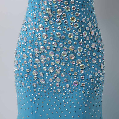 Stunning Sleeveless Turquoise Mermaid Gown Prom Dress,YD002
