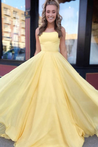 A-line Chiffon  Spaghetti Straps Long Prom Dresses, Evening Gown