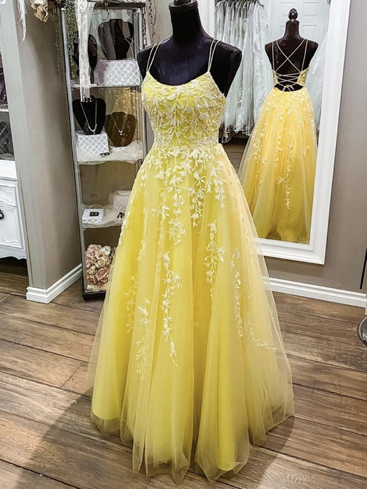 A Line Backless Long Lace Prom,Formal Graduation Evening Dresses