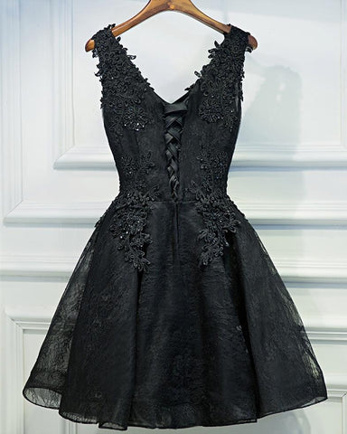 A Line Lace Short Prom Dress