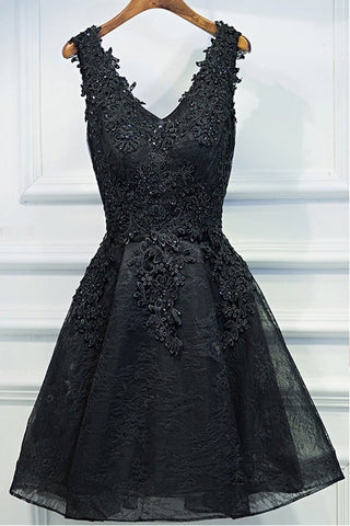 A Line Lace Short Prom Dress