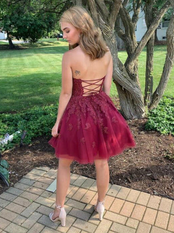 A Line Halter Neck Cross Back Lace Short Prom Homecoming,  Formal Graduation Evening