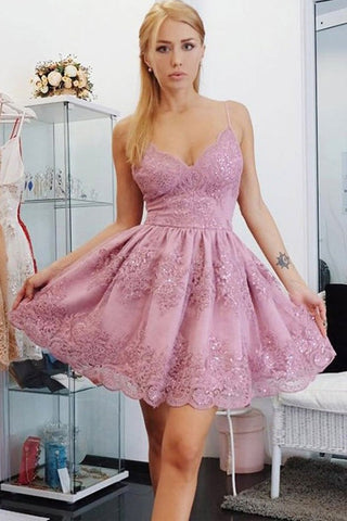 A Line Tulle Lace Short Prom Dress, Homecoming Dress