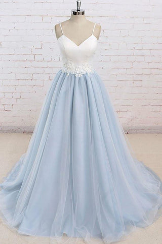 A Line Spaghetti Straps Tulle Prom Dress,Evening Dress